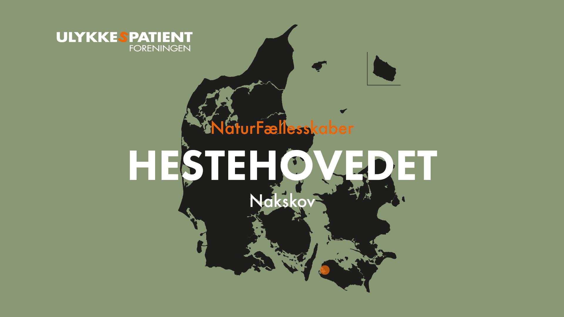 Danmarkskort med fokus på naturstedet Hestehovedet